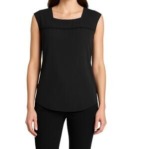 The Limited Black  Sleeveless Top With Woven Detailing  Trim XS NWT